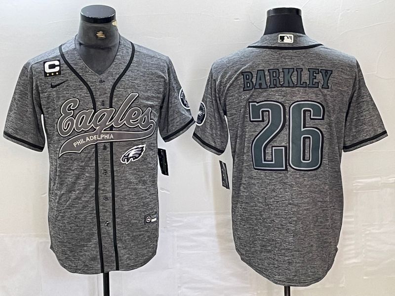 Men Philadelphia Eagles #26 Barkley Grey 2024 Nike Co branded NFL Jersey style 4